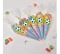 Personalised Stickers |Pre-filled Sweet Cones | Party Favours | Party Bags Gifts | Filled | Unfilled | Sticker | 15 Football Green Filled Cones - Vegan Sweet