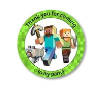 Personalised Stickers |Pre-filled Sweet Cones | Party Favours | Party Bags Gifts | Filled | Unfilled | Sticker | 24 Minecraft Sticker only