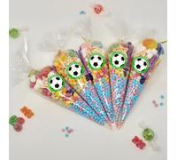 Personalised Stickers |Pre-filled Sweet Cones | Party Favours | Party Bags Gifts | Filled | Unfilled | Sticker | 5 Football Green Filled Cones - Mixed Sweet