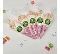 Personalised Stickers |Pre-filled Sweet Cones | Party Favours | Party Bags Gifts | Filled | Unfilled | Sticker | 5 Gaming Green Filled Cones - Pink Sweet