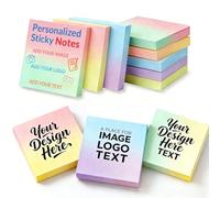 Personalised Sticky Notes Bulk 3''x3'' - Custom Self-Stick Notes with Text or Logo (2-100 Pack), 50 Sheets/Pad for Business Branding, Office & School Supplies (Gradient Colors)