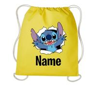 Personalised Stitch Your Name Gymsac, Retro Famous Cartoon Character Printed PE Kit Drawstring Bag, Back to School, Natural Coloured String (Sunflower/Natural)