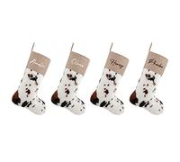 Personalised Stocking Cow Faux Fur with Name or Initial christmas stocking monogram Super Soft Plush Santa Sack Stocking (Printed With Name)
