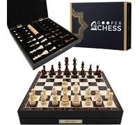 Personalised Storage Chess Set |14 INCH (36CM)| - Wooden Checkers & Chess Pieces, Draughts