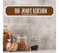 Personalised Street Sign Plaque - Custom Family Surname Kitchen | Seasoned With Love | Home Décor Gift Customised Family Kitchen Street Sign (Brown, MDF Wood Extra Large: 59cm x 13cm)