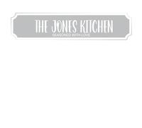 Personalised Street Sign Plaque - Custom Family Surname Kitchen | Seasoned With Love | Home Décor Gift Customised Family Kitchen Street Sign (Grey, Acrylic Medium: 39cm x 8.5cm)