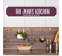 Personalised Street Sign Plaque - Custom Family Surname Kitchen | Seasoned With Love | Home Décor Gift Customised Family Kitchen Street Sign (Plum, MDF Wood Small: 29cm x 6.3cm)