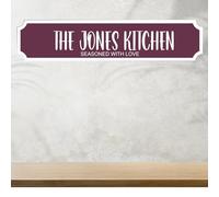 Personalised Street Sign Plaque - Custom Family Surname Kitchen | Seasoned With Love | Home Décor Gift Customised Family Kitchen Street Sign (Plum, Acrylic Extra Large: 59cm x 13cm)