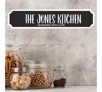 Personalised Street Sign Plaque - Custom Family Surname Kitchen | Seasoned With Love | Home Décor Gift Customised Family Kitchen Street Sign (Black, Acrylic Extra Large: 59cm x 13cm)
