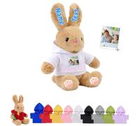 Personalised Stuffed Bunny Plush with Child's Name Photo, Custom Easter Bunny Stuffed Animal for Kids Adults Long Ear Rabbit Plush Toys as Personalised First Easter Gifts for Baby, 14 inch