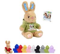 Personalised Stuffed Bunny Plush with Child's Name Photo, Custom Easter Bunny Stuffed Animal for Kids Adults Long Ear Rabbit Plush Toys as Personalised First Easter Gifts for Baby, 12 inch