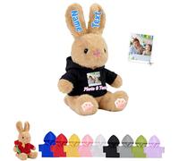 Personalised Stuffed Bunny Plush with Child's Name Photo, Custom Easter Bunny Stuffed Animal for Kids Adults Long Ear Rabbit Plush Toys as Personalised First Easter Gifts for Baby, 14 inch