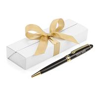 Personalised Stylish Ballpoint Engraved Pen In Presentation Box - Personalised Gifts For Anniversary Or Any Gift Idea, Gifts For Men, Gifts For Woman - Enter Your Custom Engraving (Black Gold Trim)