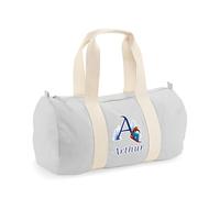 Personalised Stylish Snowboarding Alphabet Letter Design - Trendy Winter Sports Theme - Ski Alphabet - Barrel Bag, Holdall Zip Sports Duffle Bag. (Light Grey)