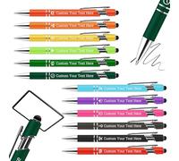 Personalised Stylus Metal Ballpoint Pens Bulk Customisation Of Icons And Text Engraving Retractable Inspirational Pen With Pocket Clip 0.5mm Black Ink for Business Activities,School,Office Supplies