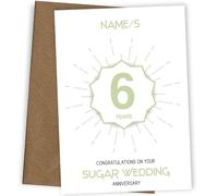 Personalised Sugar 6th Anniversary Card for Couples Wife or Husband, 6th Wedding Anniversary, Modern