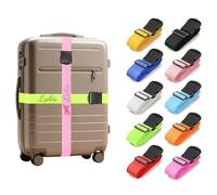 Personalised Suitcase Straps with Embroidery, 6 Pieces Adjustable Luggage Strap with Quick-Release Buckles, Secure & Thick Luggage Straps for Suitcases, 200CM Custom Travel Belt for Luggage