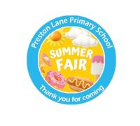 Personalised Summer Fair Stickers - 35 x 37mm Round Labels for Party Bags, Keepsakes, or Celebration Favours - Thank You, Have a Great Summer Fayre End of Year