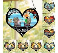 Personalised Suncatcher Couple Portrait Hanging Ornament Custom You & Me We Got This Window Ornament Funny Beach Chair Couple Suncatcher Hanging Gift For Her/Him Christmas Birthday (style 1)