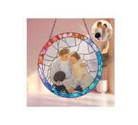 Personalised Suncatcher Stained Glass Window Hanging Gifts Custom Photo Family Window Hanging Ornament Grandma Kids God Cat Family Portrait Faux Stained Glass Memorial Gifts