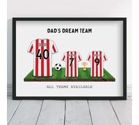 Personalised Sunderland Dream Team Shirt Art | All Teams Available | Framed or Prints | Gift for Dad, Grandad, Uncle, Family | Unique Football Footy Fan Wall Keepsake Sports