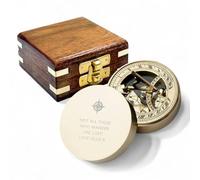 Personalised Sundial Compass - Graduation Gift for Him Her Men Women - Engraved Brass Pocket Compass with 'Go Confidently' Thoreau Quote - Vintage Keepsake with Wooden Box for Son Daughter