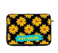 Personalised Sunflower Floral pattern inspired ANY NAME Flower Birthday present gift idea Laptop Sleeve, Laptop Organiser, Laptop Case. (13")