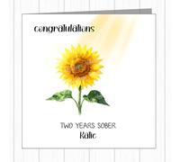 Personalised Sunflower Ray Of Light Sobriety Card - Congratulations On Staying Sober - One Day At A Time - ODAAT
