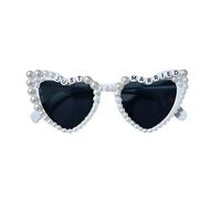 Personalised Sunglasses Bride Sunglasses Heart Party Glasses, Custom Birthday Glasses with Text for Summer Beach Pool Wedding Birthday Hen Party Photo Shoot Decorations (White, Heart)