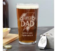 Personalised Super Dad Pint Glass & Bottle Opener