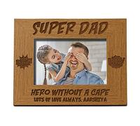 Personalised Super Dad Wooden Photo Frame Gift (4 x 6 Inch)