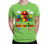 Personalised Super Daddio Mario Gaming Fathers Day Mens T-Shirts Tee Top #FD Lime M