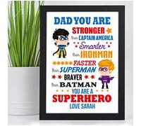 Personalised Superhero Birthday Present - ANY NAME AND MESSAGE - A5 or A4 Black, White Frame or Print - Special Present for a Friend, Dad, Brother, Son, Teacher, Boyfriend (A4 Black Framed Print)