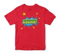 Personalised Superhero Comic Text Kids T Shirt Boys Girls Customised Name Tee for Birthday Gift, 9-11 Years, Red
