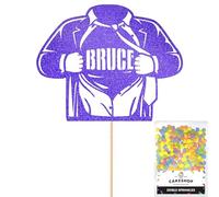 Personalised Superhero Ripping Open Shirt Glitter Cake Topper- Blue Any Custom Name Glitter Cake Decoration and Sprinkles - Happy Birthday Decorations - Personalised Toppers for Cakes by Cakeshop