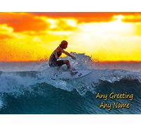 Personalised Surfing Greeting Card (Birthday, Mothers Day, Fathers Day, Christmas, Blank) - Custom Card for Him Her Male Female Family Kids