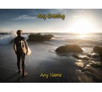 Personalised Surfing Greeting Card (Birthday, Mothers Day, Fathers Day, Christmas, Blank) - Custom Card for Him Her Male Female Family Kids