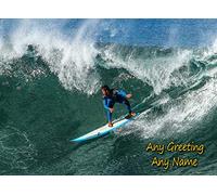 Personalised Surfing Greeting Card (Birthday, Mothers Day, Fathers Day, Christmas, Blank) - Custom Card for Him Her Male Female Family Kids