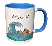 Personalised Surfing Sports Mug Gift - Present for Sports Lovers - Gifts for Surfers - Personalised Surfing Homeware & giftware Decor (Blue)