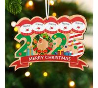 Personalised Survived Family Decoration 2025 Family Christmas Ornament Quarantined at Home Lockdown Year Gift UV Printed Christmas Bauble Holiday Xmas Tree Bauble (Family of 5)