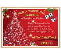 Personalised Swansea City Inspired Christmas Cards (2 Designs) (Swansea - Baubles)