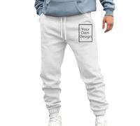 Personalised Sweatpants Mens Custom Sweatpants Personalized Add Text Image Sweatpants Custom Mens Tracksuit BottomsTrousers Printed Drawstring Elasticated Waist Pockets Drawstring Long Pants White