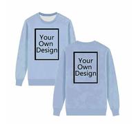 Personalised Sweatshirt for Women Men Summer Tops Custom Print T Shirt Front and Back Personalised Text and Image Pullover Valentine's Day Gifts Unisex Plus Size Couples Jumpers Light Blue