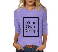 Personalised Sweatshirt Women Customizable Unisex 3/4 Sleeves T Shirts with Any Text Any Photo or Logo Men Women for Birthday Workwear or Any Other Occasion Purple