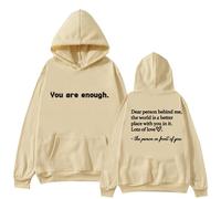 Personalised Sweatshirt Women Dear Person Behind Me Hoodie Man Woman You Are Enough Sweatshirt Mental Health Streetwear Plus Size Activewear Ladies Lightweight Hoodie
