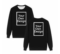 Personalised Sweatshirts Custom Sweatshirt Long Sleeve Tops Pullover Create Your Own Jumpers Winter Sweater Women Printed T Shirts Any Text Photo Image Picture Black