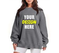 Personalised Sweatshirts Design Your Own Jumpers Any Text Photo Image Message Custom Tshirt Women Winter Long Sleeve Sweater Pullover Printed T Shirts Dark Gray
