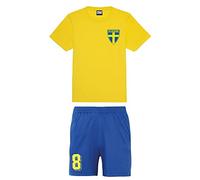 Personalised Sweden Style Kit Sun Yellow Football Shirt, Shorts for Men and Women Best Birthday Gift for Adults Playwear (M)