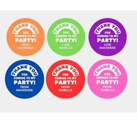 Personalised Sweet Cone Party Bag Stickers, Thank You for Coming to My Party Labels, Add Name, 24 Round Stickers, Pink Blue Green Purple Red Orange Boys Girls Unisex. (24 Purple Stickers)
