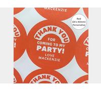 Personalised Sweet Cone Party Bag Stickers, Thank You for Coming to My Party Labels, Add Name, 24 Round Stickers, Pink Blue Green Purple Red Orange Boys Girls Unisex